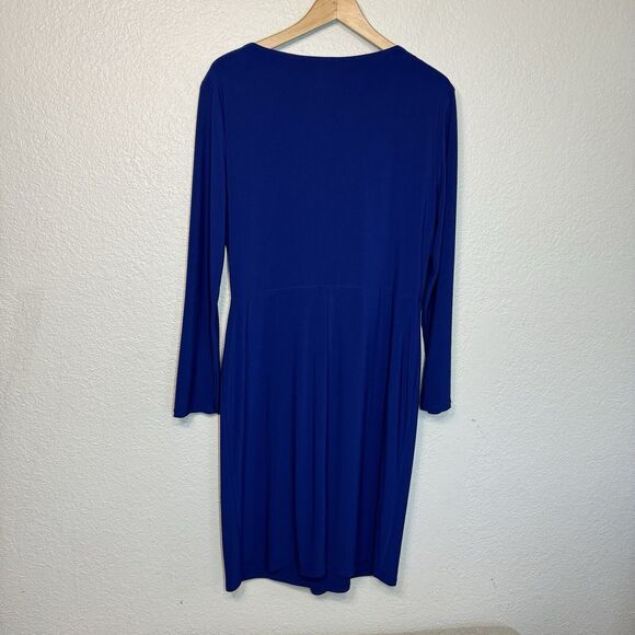 Chaps Dress Women 14 Blue Draping Long Sleeve No Wrinkle Elegant Party Wedding - Picture 2 of 9
